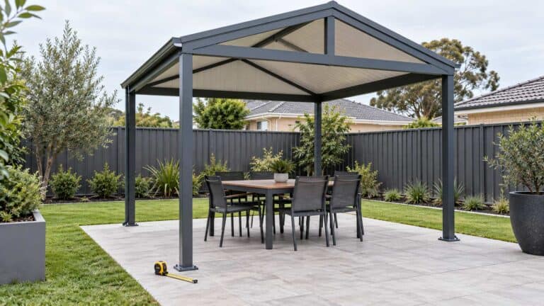 Small freestanding patio in a Perth backyard, the only type exempt from a WA building permit. 
